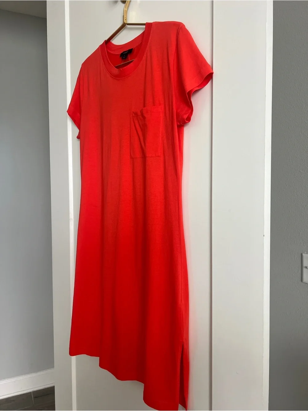 J.Crew Pocket T-Shirt Dress Neon Poppy Cotton NWT Size Small